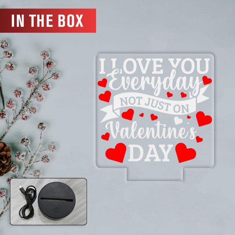 I Love You Everyday Not Just on Valentine's Day LED Night Light 7 Color Changing Light with Romantic Decor Lamp Couple Gift for Valentine's Day